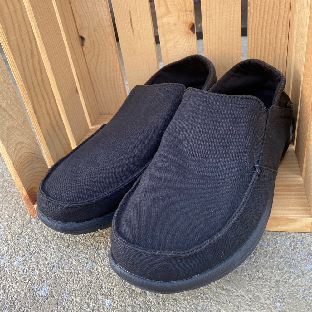 CROCS Santa Cruz Mens Black Canvas Slip On Sz M 12